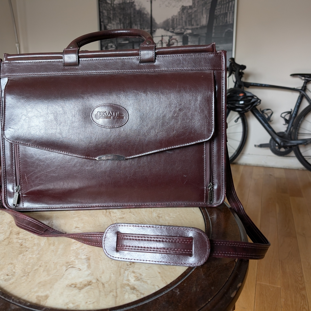 Bugatti Dark Brown Leather Briefcase